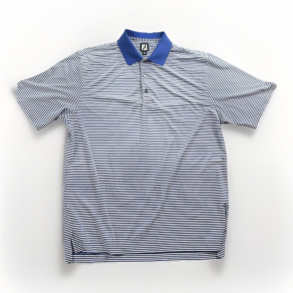 FootJoy Golf Shirt Short Sleeve size XL Blue White Striped Polo
